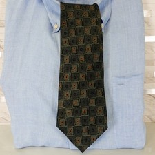 MARIO VALENTINO Neck Tie Mens Blue Checkered Silk Classic Preppy Suit Casual Art