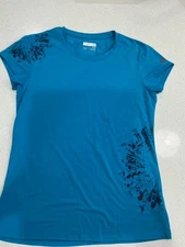 Marmot Women's T-Shirt Medium M Abstract Print Blue Multicolor Short Sleeve