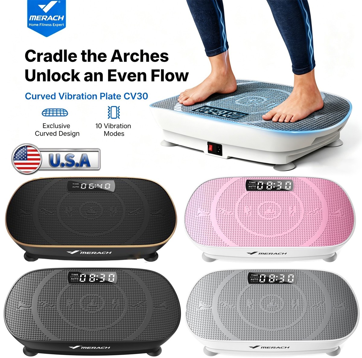 MERACH Slim Vibration Plate Quiet Compact Vibration Plateform Exercise  Machine