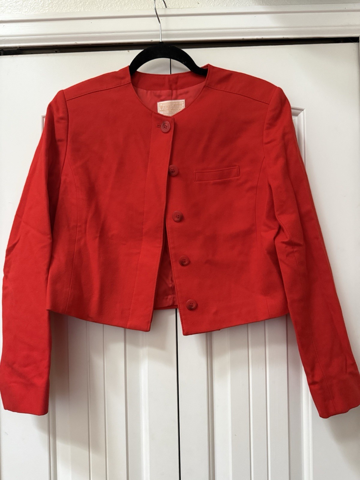 Vintage Red Pendleton Wool Blazer Jacket Women’s … - image 8