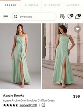 Azazie Brooke A-Line One Shoulder Bridesmaid Dress Size 16 - Agave/Light Green