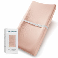 Muslin Fitted Changing Pad Cover: Blush