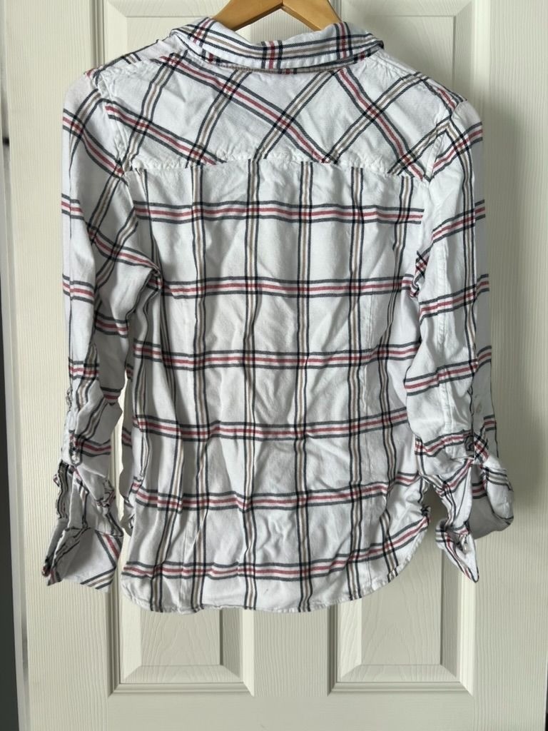 Tommy Hilfiger White Plaid Button Up Shirt Womens Medium Viscose Soft Flannel thumbnail 4