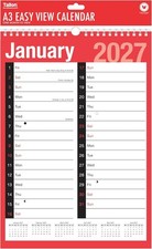 2027  Wall Calender A3  Large Print Monthly Planner