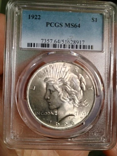 1922 PCGS MS64 Silver Peace Dollar Philadelphia Mint. $1