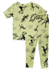 Jurassic Park Boys Green Dino T-Rex Short Sleeve 2 Piece Pajama Set Size 4
