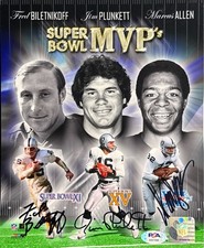 Marcus Allen,Fred Biletnikoff,Jim Plunkett Signed Raiders 8x10 SB MVP Photo PSA