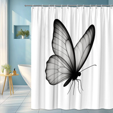 Elegant Black Butterfly Shower Curtain for Modern Decor