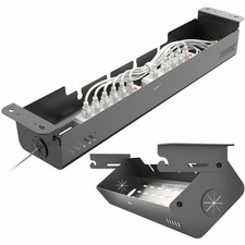 VIVO 35" Screw-On Under-Desk Cable Management Box, Flip-Open Lid, Holds 11lbs