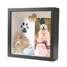Pet Memorial Shadow Box 8.6 8.6 with Dog Cat Paw Print Kit  Picture Frame fo...