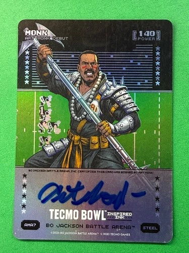 ART MONK as MONK 2026 Bo Jackson Battle Arena Tecmo Bowl STEEL auto 140 Power