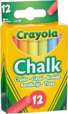 Image of Crayola Anti-Dust Coloured Chalk Pack of 12 Assorted Colours Blackboard Chalk