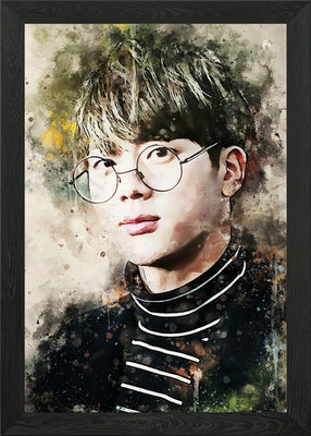 Jin BTS Splatter Aquarell gerahmtes Wandbild Poster Leinwanddruck Bild