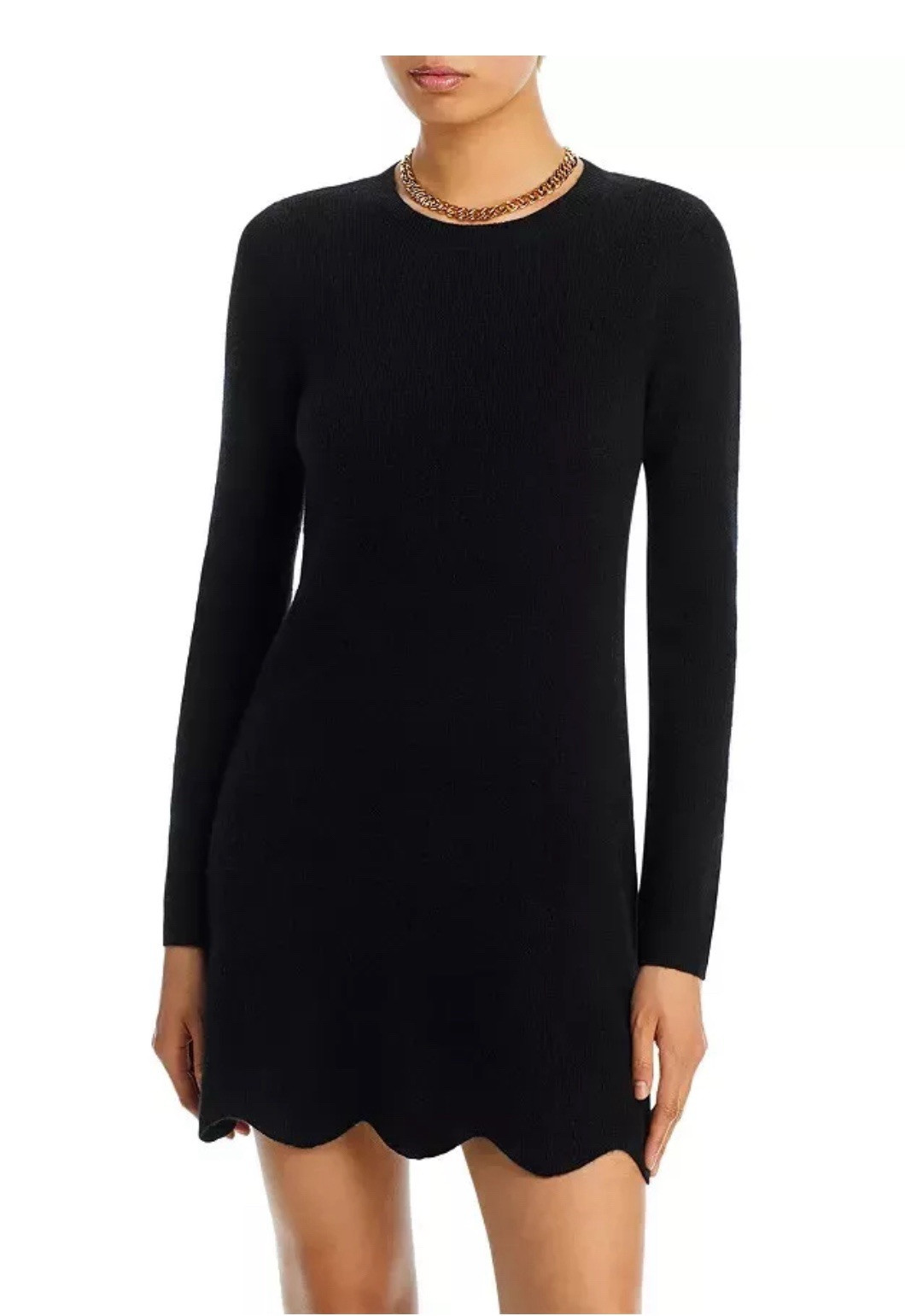 Aqua Cashmere Scallop Hem Cashmere Mini Dress L142007 Womens Size L