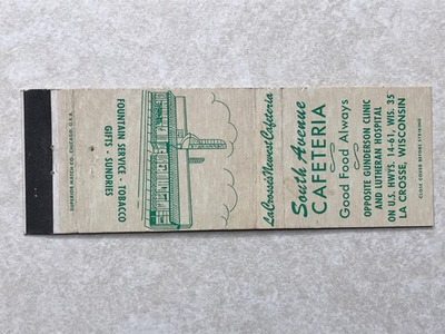 #ad AV124 Matchbook Cover South Avenue Cafeteria La Crosse Wisconsin WI $4.99