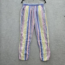 C&C California Women Pant S Multicolor Linen Striped 28"