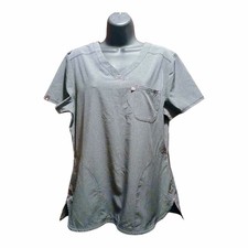 Scrubstar Women's Scrub Top Grey V-Neck Ethical Fabric Size M. INV669 A7