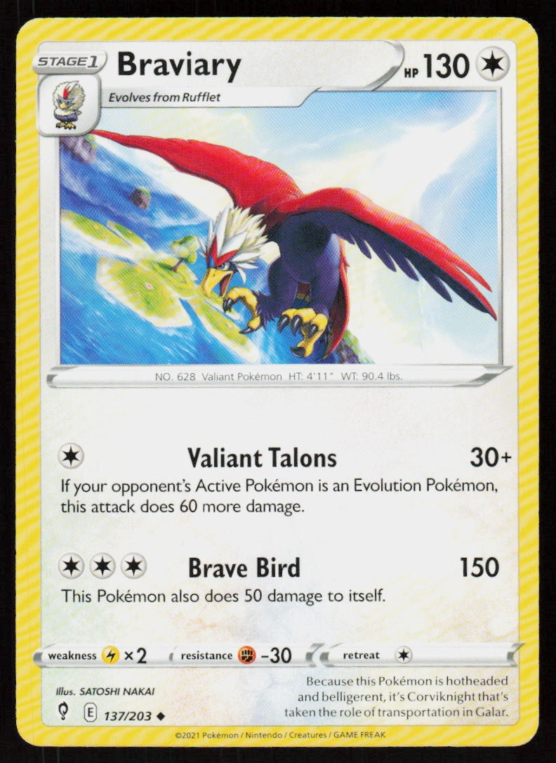 Braviary 137/203 Uncommon Evolving Skies Pokemon Lightly Played