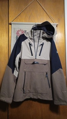 Volcom Brightons Retro Pullover Mens Snowboard Waterproof Jacket Dark Khaki