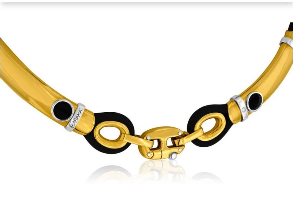 Collar estilo elegante unisex de acero inoxidable y cordón de goma Foto 3 de 3