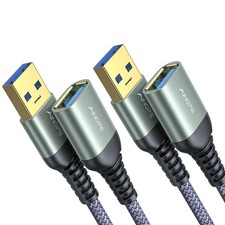 AINOPE 2 Pack USB Extensions Cable High Speed 3.0 10FT 10FT, Grey