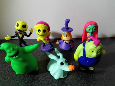 Disney Tim Burton's The Nightmare Before Christmas 7-Piece Neon Figure Lot 