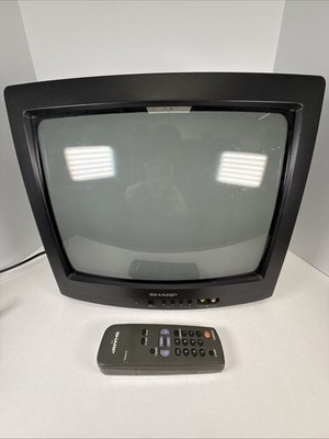 Vintage Sharp 13'' Retro Gaming CRT TV 13N-M100B Front AV Tested Working- W/ Rem