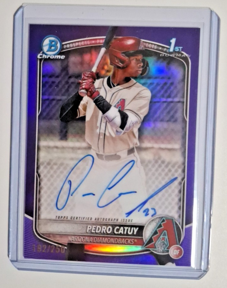 Pedro Catuy 192/250 - 2025 Bowman Chrome Prospect 1st Bowman Auto Purple D'Backs