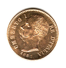 MARENGO  ORO  20 lire  UMBERTO I° - 1881 - qFDC - ANNO NON COMUNE - OCCASIONE