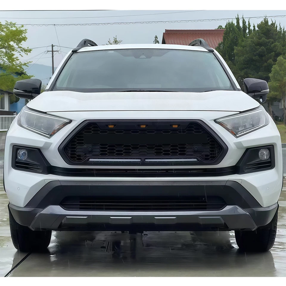 Black Front Grille  Fits For Toyota RAV4 2019-2024 Grille W/Amber Lights - Image 3 of 4