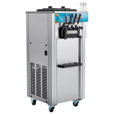 21-31L/H 3-Flavor Soft Serve Machine, 2x5.5L Steel Cylinder & LED Panel
