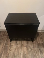 Modern Black Folding Drop Leaf Table – Space Saving Design