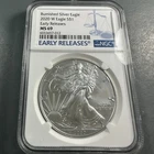 2020-W BURNISHED Silver Eagle NGC MS69, Early Releases (89273)