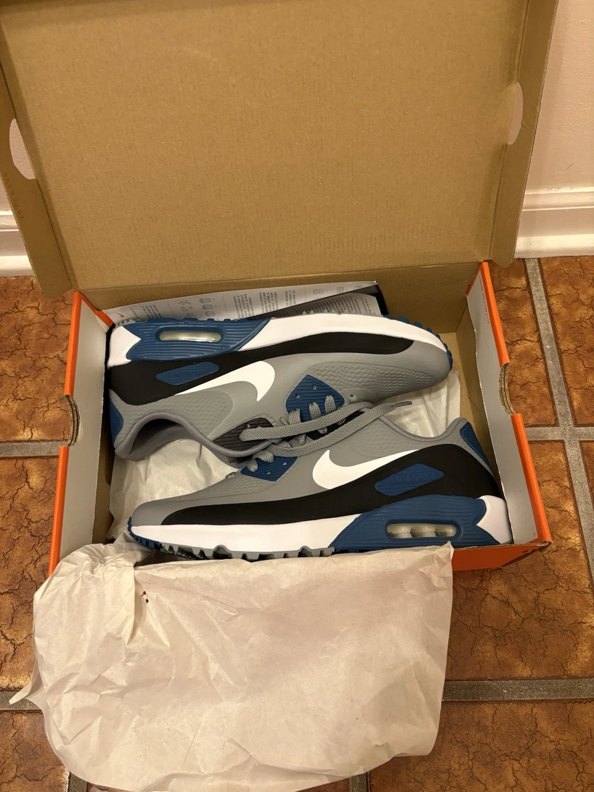 Nike Air Max 90 G Golf Grigio Bianco Marina CU9978 004 Uomo Taglia 10.5