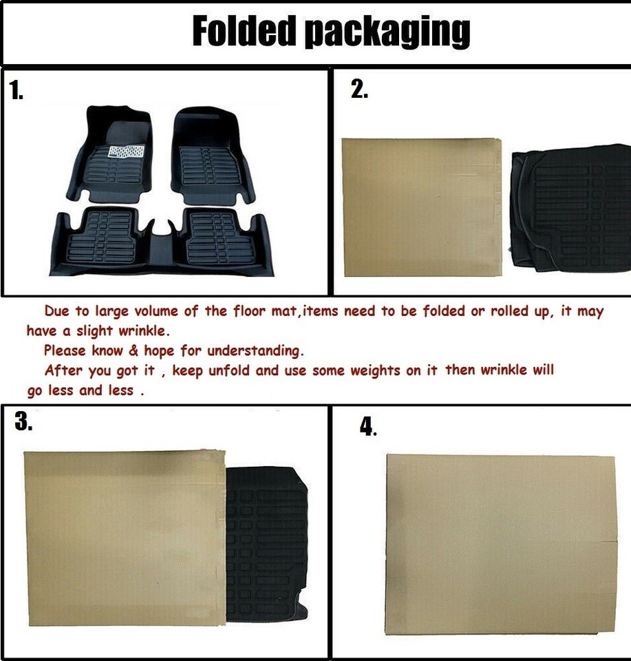 Purchase Black Waterproof Set Fit For Honda Accord 2013-2017 Cargo Mat Liner All Season In US - Foto 2