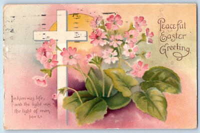 Minneapolis Minnesota MN Postcard Easter Greetings Holy Cross Flowers 1921