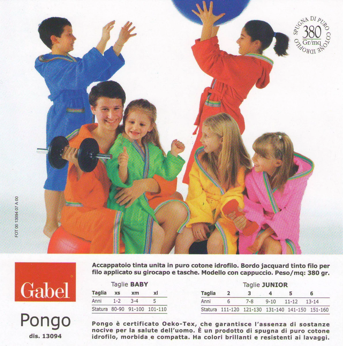 ACCAPPATOIO GABEL PONGO CON CAPPUCCIO SPUGNA BIMBO A RAGAZZO A eBay