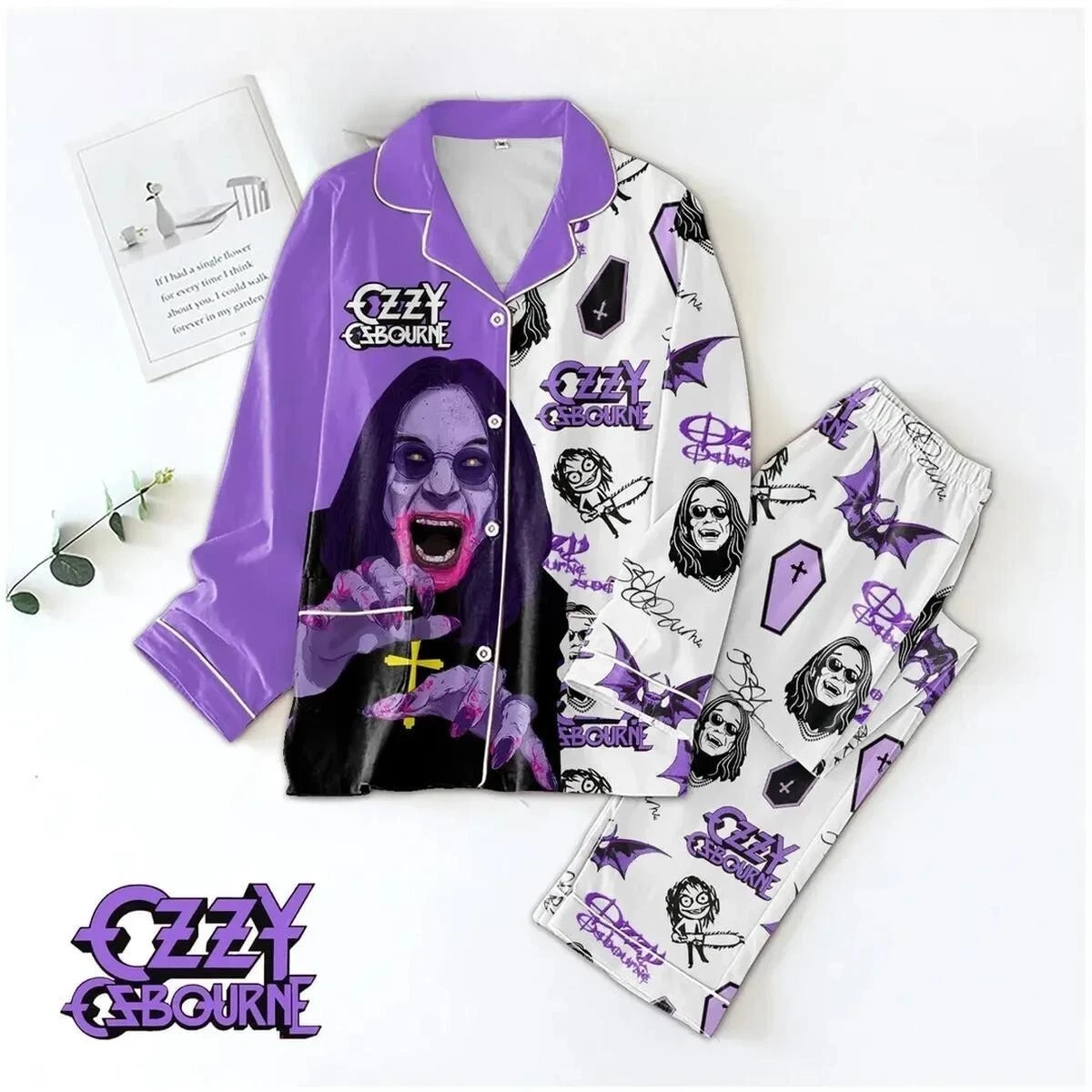 Ozzy Osbourne Madman Celebrating Christmas Polyester Pajamas Set