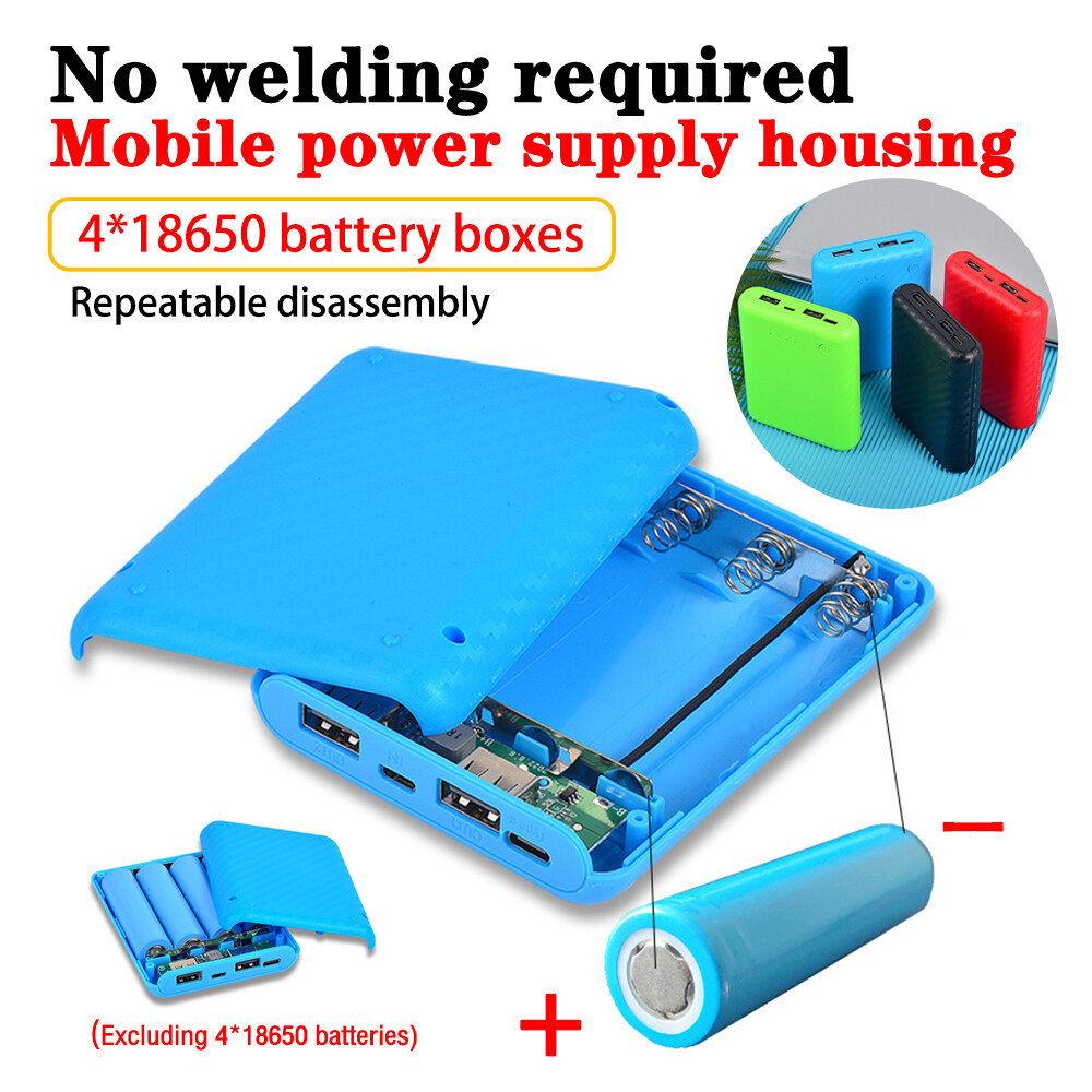 Power Bank Box 4X18650 Battery Pack DIY Fast Charger Type-C/Micro Removable-image
