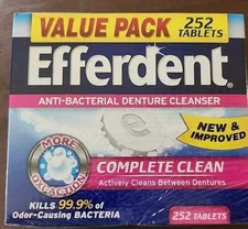 Efferdent Anti-Bacterial Denture Cleanser Value Pk 252 Tablet Complete Clean NEW