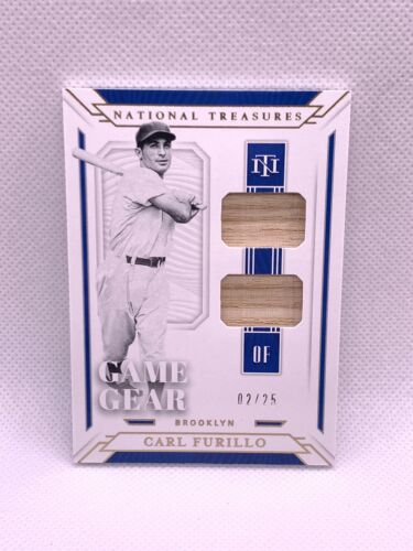 2019 National Treasures, Carl Furillo Dual Bat Game Used Patch, #'D 2/25, NM/MT - Picture 1 of 2