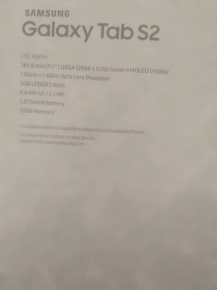 Samsung Galaxy Tab S2 SM-T819 Wi-Fi4G 32GB 8.0" Long Battery White Mint Conditio - Image 4 of 4