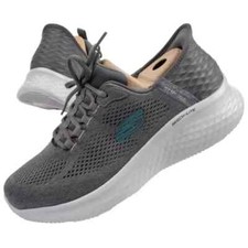 Skechers Charcoal Men Wide fit Slip ins Lace Up mesh cushioned AirCool 232466