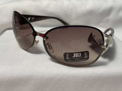 JLO Womens Sunglasses Jennifer Lopez Brown Silver Open Circle Arm Detail
