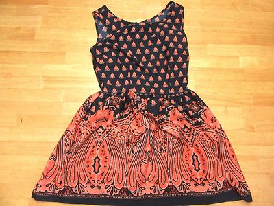 UP Ultra Pink Women's Dark Navy & Orange Floral Paisley A line Dress Size S  | eBay