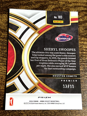 SHERYL SWOOPES 2024 Panini Select WNBA White Prizm /99 #183 | eBay