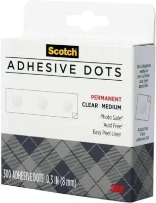 3M Scotch Adhesive Dots Double Sided Sticky Spots Clear 300
