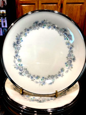 Set of 6 Lenox REPERTOIRE Bread  Butter Plates 6 3/8" Silver Trim Blue Floral