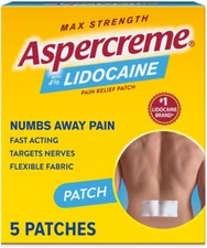 Max Strength Lidocaine Pain Relief Patch (5 Count) for Back Pain, Odor Free P...
