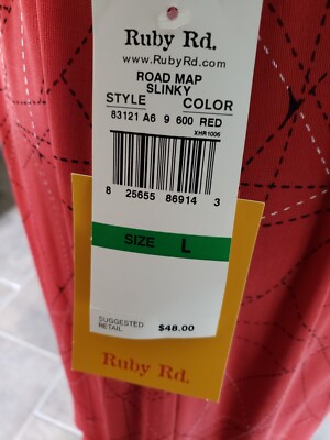 WOMENS Ruby Rd. Road Map Slinky Color Red Orange Skirt Size Large